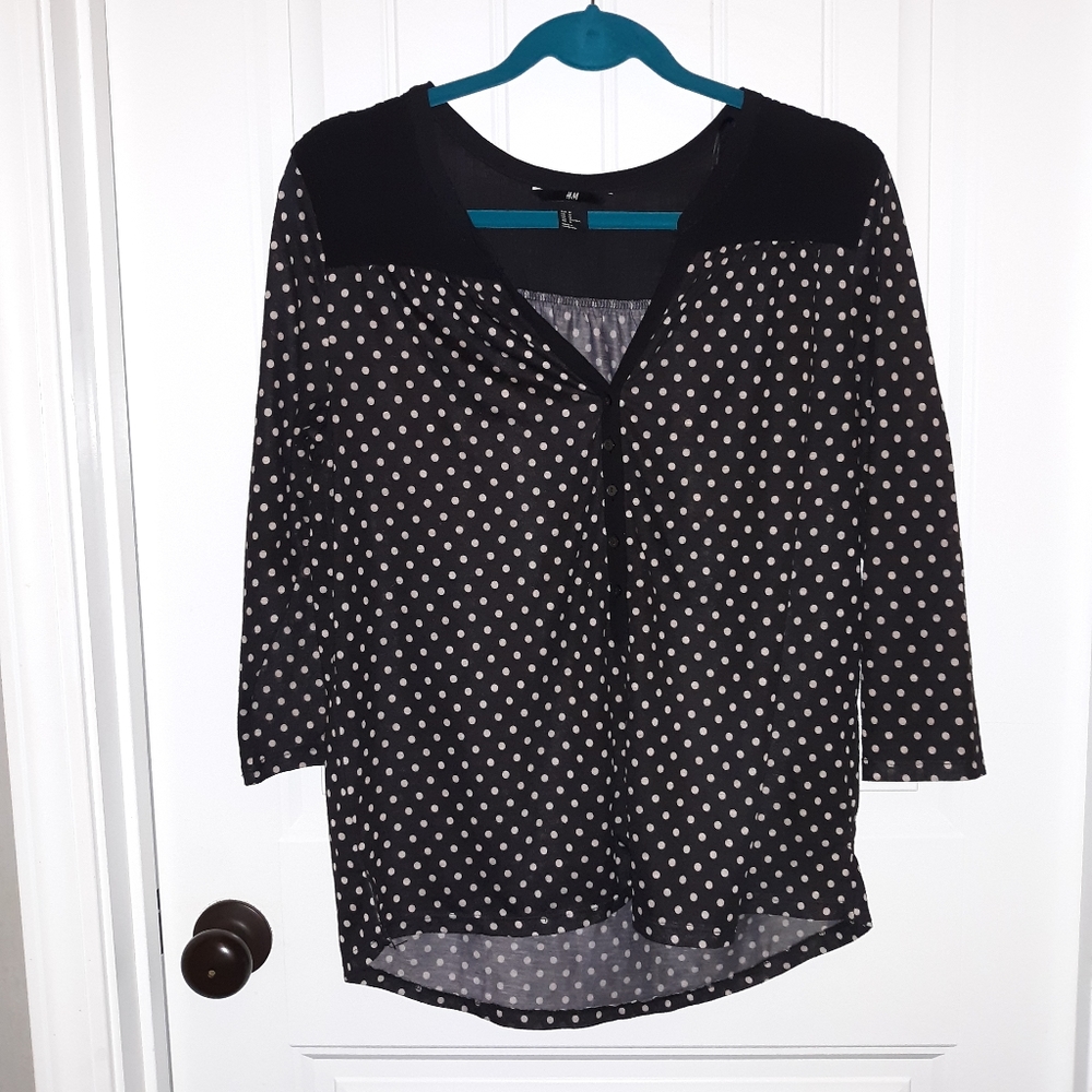 H & M polka dot half button up shirt